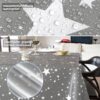 Weihnachtstischdecke Wachstuch Tischdecke Weihnachten abwaschbar Stern Motiv Grau – 90x130cm, Schnittkante