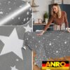 Weihnachtstischdecke Wachstuch Tischdecke Weihnachten abwaschbar Stern Motiv Grau – 90x130cm, Schnittkante