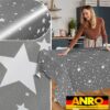 Weihnachtstischdecke Wachstuch Tischdecke Weihnachten abwaschbar Stern Motiv Grau – 90x130cm, Schnittkante