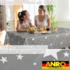 Weihnachtstischdecke Wachstuch Tischdecke Weihnachten abwaschbar Stern Motiv Grau – 90x130cm, Schnittkante