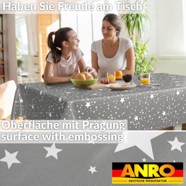 Weihnachtstischdecke Wachstuch Tischdecke Weihnachten abwaschbar Stern Motiv Grau – 90x130cm, Schnittkante