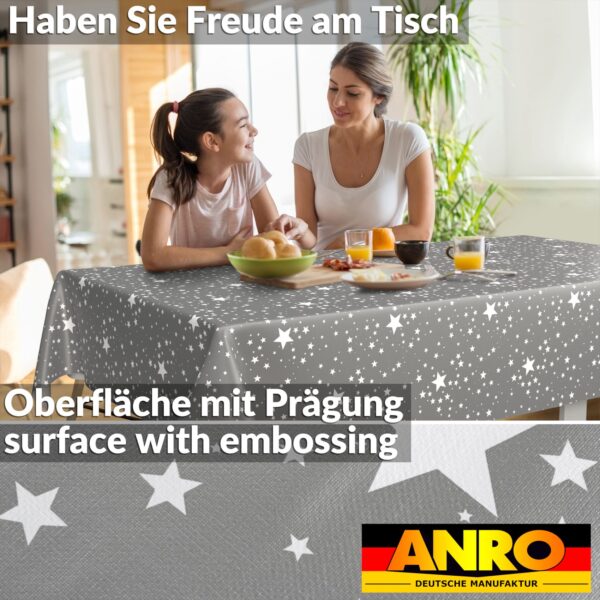 Weihnachtstischdecke Wachstuch Tischdecke Weihnachten abwaschbar Stern Motiv Grau – 90x130cm, Schnittkante