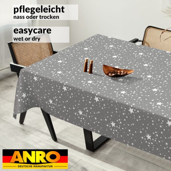 Weihnachtstischdecke Wachstuch Tischdecke Weihnachten abwaschbar Stern Motiv Grau – 90x130cm, Schnittkante