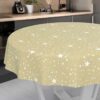 Weihnachtstischdecke Wachstuch Tischdecke Tischdecke Weihnachten abwaschbar Stern Motiv Beige – Rund 140cm, Schnittkante
