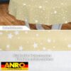 Weihnachtstischdecke Wachstuch Tischdecke Tischdecke Weihnachten abwaschbar Stern Motiv Beige – Rund 120cm, Schnittkante