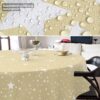Weihnachtstischdecke Wachstuch Tischdecke Tischdecke Weihnachten abwaschbar Stern Motiv Beige – Rund 100cm, Schnittkante