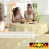 Weihnachtstischdecke Wachstuch Tischdecke Tischdecke Weihnachten abwaschbar Stern Motiv Beige – Rund 100cm, Schnittkante