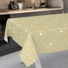 Weihnachtstischdecke Wachstuch Tischdecke Tischdecke Weihnachten abwaschbar Stern Motiv Beige – 90x130cm, Schnittkante