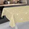 PPH63115E_SQ_13B Weihnachtstischdecke Wachstuch Tischdecke Tischdecke Weihnachten abwaschbar Stern Motiv Beige – 180x140cm, mit Saum (Eingefasst)