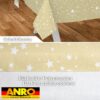 Weihnachtstischdecke Wachstuch Tischdecke Tischdecke Weihnachten abwaschbar Stern Motiv Beige – 90x130cm, Schnittkante