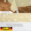 Weihnachtstischdecke Wachstuch Tischdecke Tischdecke Weihnachten abwaschbar Stern Motiv Beige – 300x140cm, Schnittkante