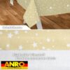Weihnachtstischdecke Wachstuch Tischdecke Tischdecke Weihnachten abwaschbar Stern Motiv Beige – 500x140cm (5m), Schnittkante