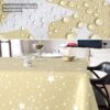 Weihnachtstischdecke Wachstuch Tischdecke Tischdecke Weihnachten abwaschbar Stern Motiv Beige – 240x140cm, Schnittkante