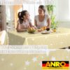 Weihnachtstischdecke Wachstuch Tischdecke Tischdecke Weihnachten abwaschbar Stern Motiv Beige – 90x130cm, Schnittkante