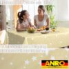 Weihnachtstischdecke Wachstuch Tischdecke Tischdecke Weihnachten abwaschbar Stern Motiv Beige – 400x140cm, Schnittkante