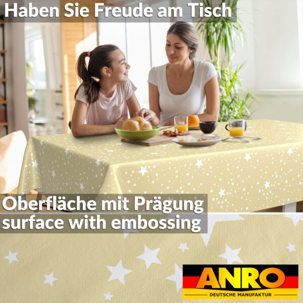 Weihnachtstischdecke Wachstuch Tischdecke Tischdecke Weihnachten abwaschbar Stern Motiv Beige – 90x130cm, Schnittkante