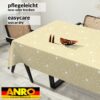 Weihnachtstischdecke Wachstuch Tischdecke Tischdecke Weihnachten abwaschbar Stern Motiv Beige – 90x130cm, Schnittkante