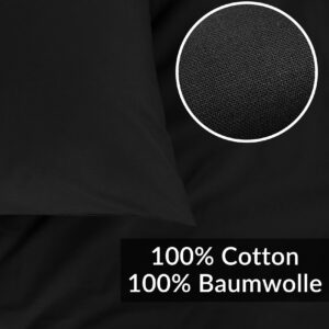 Kissenbezug Kopfkissenbezug 100% Baumwolle Kissenhülle atmungsaktiv Schwarz