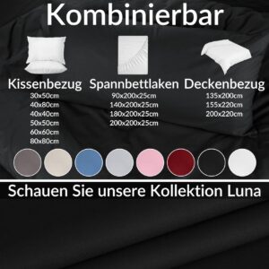 Kissenbezug Kopfkissenbezug 100% Baumwolle Kissenhülle atmungsaktiv Schwarz