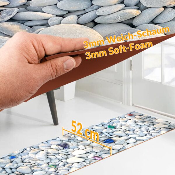 Küchenläufer PVC rutschfest abwaschbar Kieseloptik Mehrfarbig 50cm Breit – 100cm