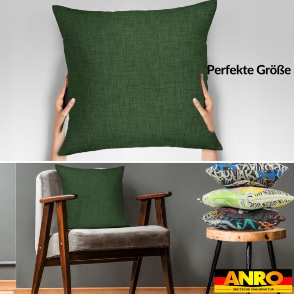 Kissenbezüge Leinenoptik Sofakissen Dekokissen 4 Größen mit & ohne Füllung Tannengrün – 40x40cm, ohne Füllung