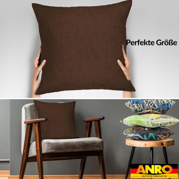 Kissenbezüge Leinenoptik Sofakissen Dekokissen 4 Größen mit & ohne Füllung Dunkelbraun – 40x40cm, ohne Füllung