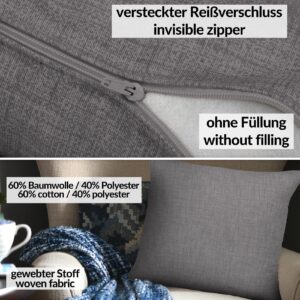 Kissenbezüge Leinenoptik Sofakissen Dekokissen 4 Größen mit & ohne Füllung Grau