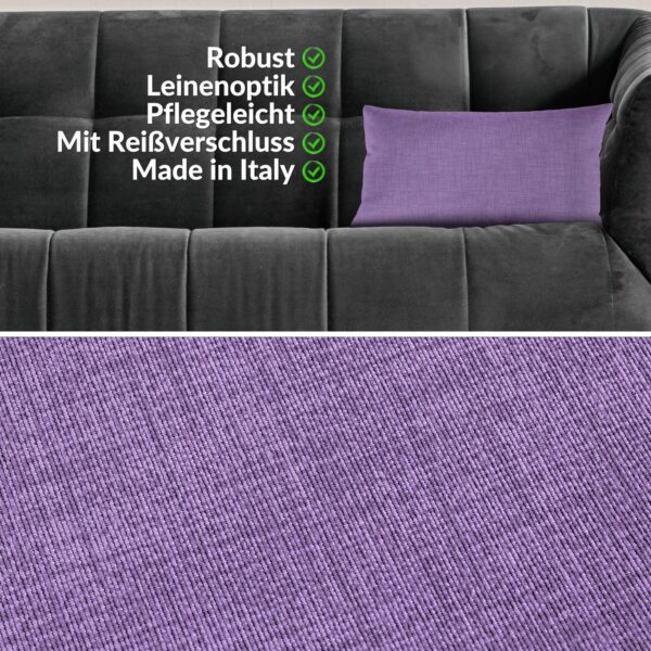 Kissenbezüge Leinenoptik Sofakissen Dekokissen 4 Größen mit & ohne Füllung Lila – 30x50cm, ohne Füllung