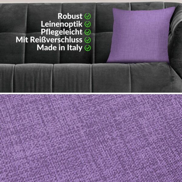 Kissenbezüge Leinenoptik Sofakissen Dekokissen 4 Größen mit & ohne Füllung Lila – 40x40cm, ohne Füllung