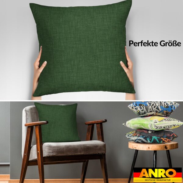 Kissenbezüge Leinenoptik Sofakissen Dekokissen 4 Größen mit & ohne Füllung Tannengrün – 40x40cm, ohne Füllung