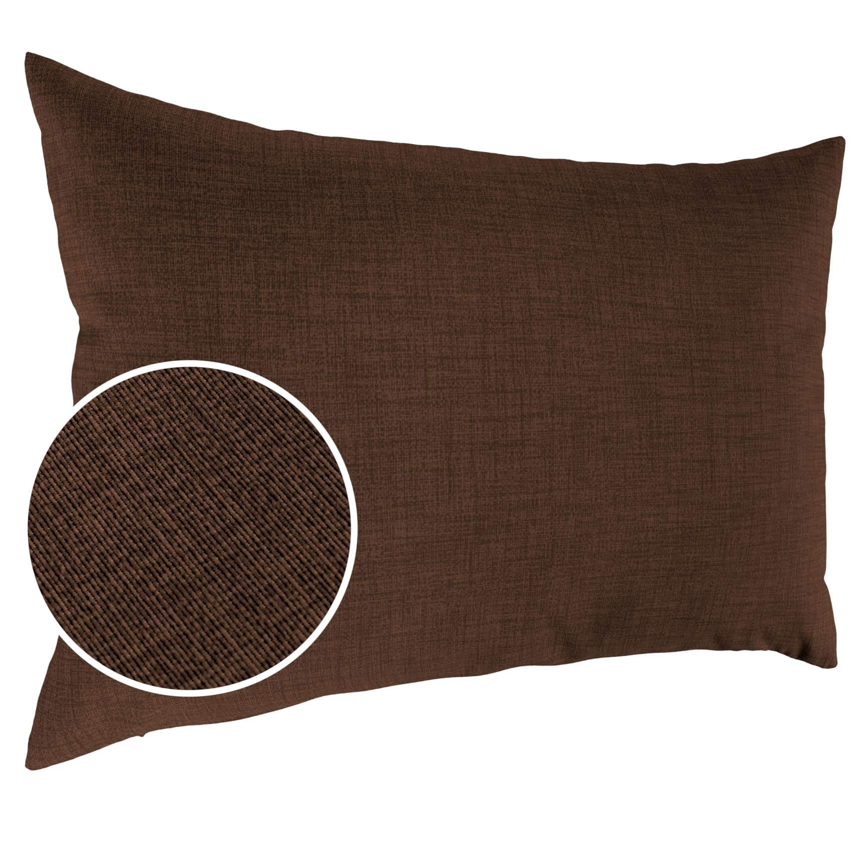 Kissenbezüge Leinenoptik Sofakissen Dekokissen 4 Größen mit & ohne Füllung Dunkelbraun – 30x50cm, ohne Füllung