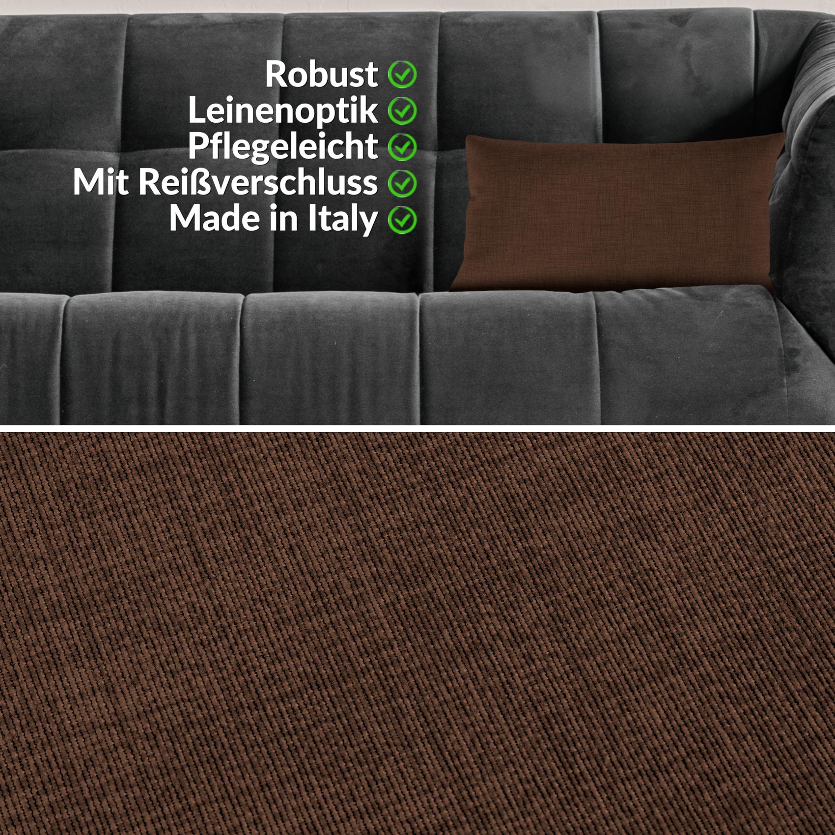 Kissenbezüge Leinenoptik Sofakissen Dekokissen 4 Größen mit & ohne Füllung Dunkelbraun – 30x50cm, ohne Füllung