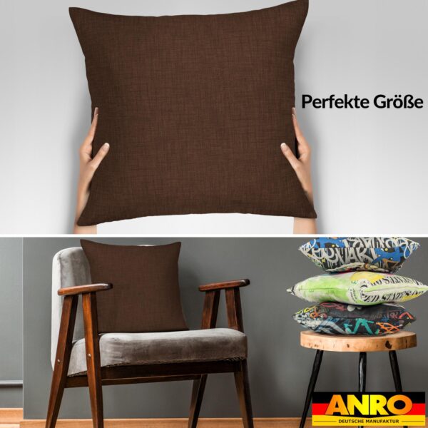Kissenbezüge Leinenoptik Sofakissen Dekokissen 4 Größen mit & ohne Füllung Dunkelbraun – 40x40cm, ohne Füllung
