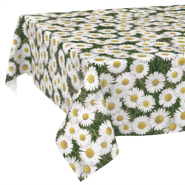 Wachstischdecke Wachstuch Tischdecke Wachstuch Meterware Tischdecke abwaschbar Gartentischdecke Kamillen – 90x130cm, Schnittkante