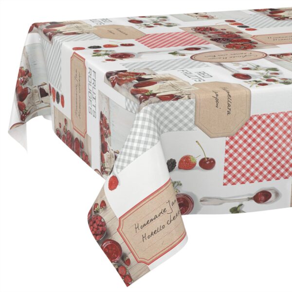 Wachstischdecke Wachstuch Tischdecke Wachstuch Meterware Tischdecke abwaschbar Gartentischdecke Erdbeeren – 90x130cm, Schnittkante