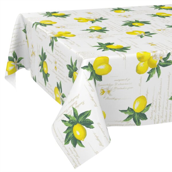 Wachstischdecke Wachstuch Tischdecke Wachstuch Meterware Tischdecke abwaschbar Gartentischdecke Zitronen – 100x140cm, Schnittkante