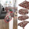 D0025D_10_52_4 Tischdecke Weihnachten Geschenk Weihnachtsman abwischbar Wachstuch Wachstuchtischdecke – Rund 100cm, Paspelband (Eingefasst)