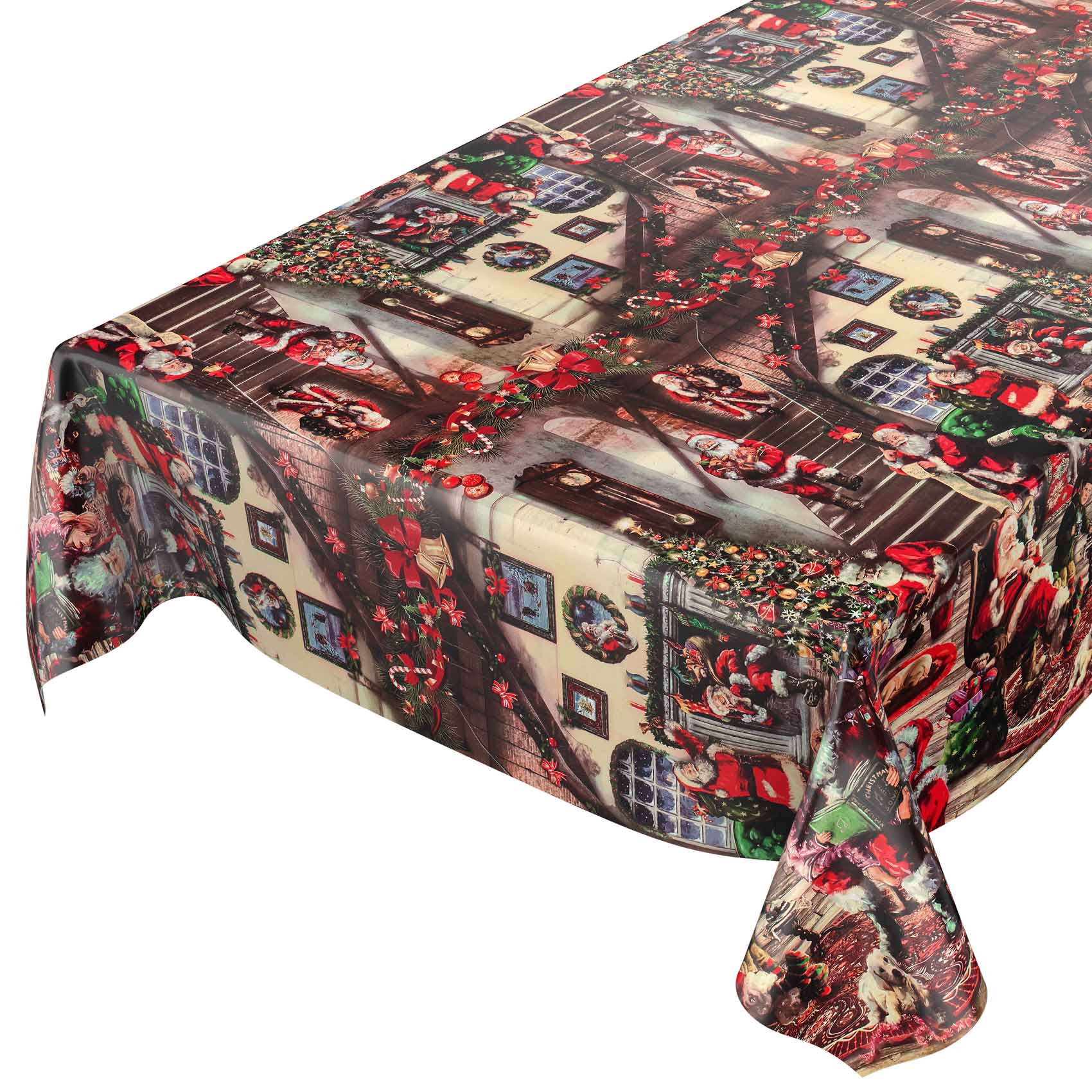 D0025D_52 Tischdecke Weihnachten Geschenk Weihnachtsman abwischbar Wachstuch Wachstuchtischdecke – 240x140cm, Schnittkante