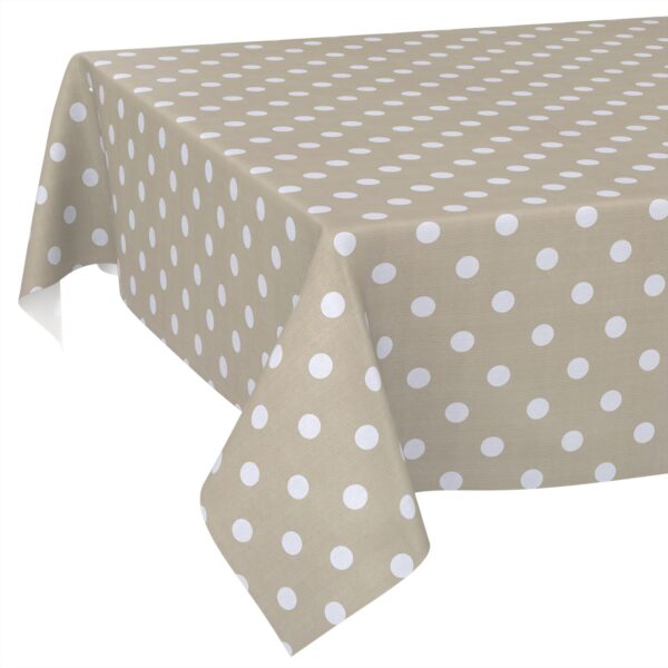 Wachstischdecke Wachstuch Tischdecke Wachstuch Meterware Tischdecke abwaschbar Gartentischdecke Punkte Beige – 90x130cm, Schnittkante