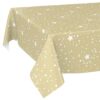 Weihnachtstischdecke Wachstuch Tischdecke Tischdecke Weihnachten abwaschbar Stern Motiv Beige – 100x140cm, Schnittkante