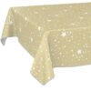 PPH63115E_SQ_10B Weihnachtstischdecke Wachstuch Tischdecke Tischdecke Weihnachten abwaschbar Stern Motiv Beige – 180x120cm, mit Saum (Eingefasst)