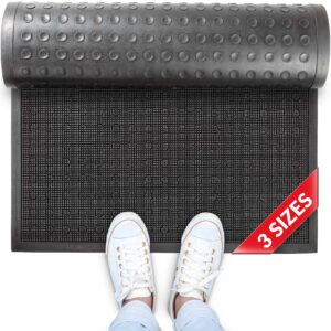 Gummimatte Türvorleger Fußabtreter Gummi Türmatte mit Noppen Schwarz – 90x180cm