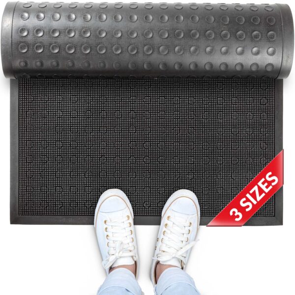 Gummimatte Türvorleger Fußabtreter Gummi Türmatte mit Noppen Schwarz – 90x180cm