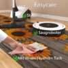 Läufer PVC Teppich rutschfest abwaschbar Sonnenblumen Grau 50cm Breit