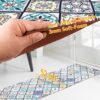 Küchenläufer PVC rutschfest abwaschbar Orientalische Fliese Blau 50cm Breit