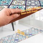 Küchenläufer PVC rutschfest abwaschbar Orientalische Fliese Blau 50cm Breit