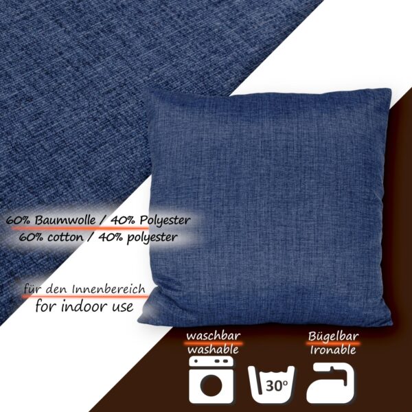 Dekokissen Kissenbezüge Kissenhülle Sofakissen Zierkissen mit / ohne Füllkissen Leinenoptik 4 Größen – Jeansblau, 40x40cm ohne Füllung
