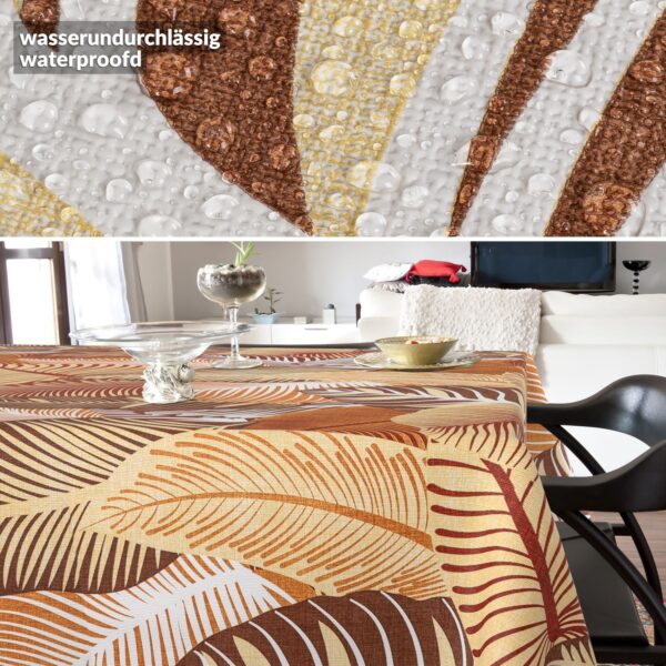 Wachstischdecke Wachstuch Tischdecke Wachstuch Meterware Tischdecke abwaschbar Gartentischdecke Blätter Gold – 90x130cm, Schnittkante