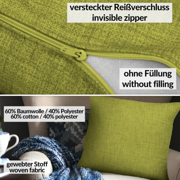 Dekokissen Kissenbezüge Kissenhülle Sofakissen Zierkissen mit / ohne Füllkissen Leinenoptik 4 Größen – Pistaziengrün, 40x40cm ohne Füllung