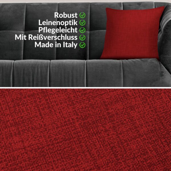 Dekokissen Kissenbezüge Kissenhülle Sofakissen Zierkissen mit / ohne Füllkissen Leinenoptik 4 Größen – Rot, 40x40cm ohne Füllung